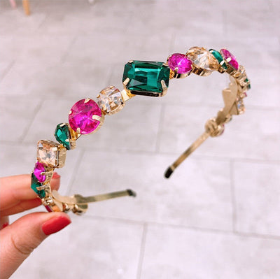 lady streetwear geometric alloy plating inlay rhinestones hair band