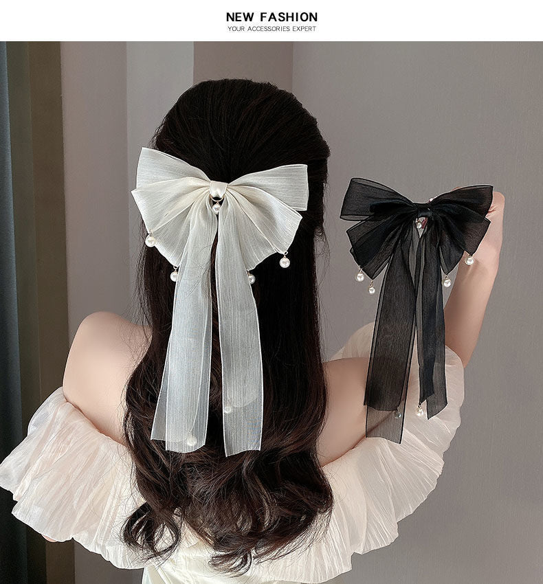 fashion bow knot cloth ribbon hair clip 1 piece
