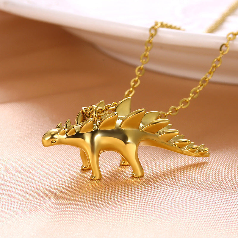 Jewelry Cute Hip-Hop Dinosaur Titanium Steel Plating Pendant Necklace