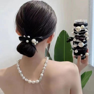 Women's Elegant Geometric Artificial Pearl Elastic string Hair Tie
