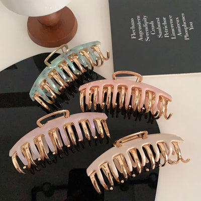 retro simple style solid color acetic acid sheets hair claws