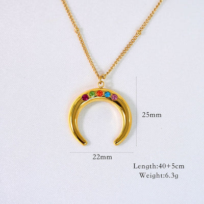 Jewelry Casual Simple Style Streetwear Geometric Titanium Steel Zircon Inlay Pendant Necklace
