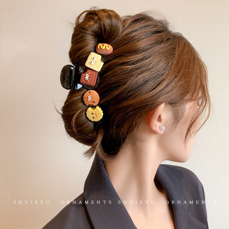 Cute love grab clip girl 2025 new popular high-end disc hair shark clip hairpin hair card headdress