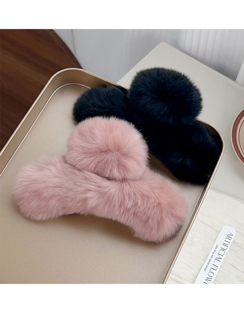 Women's Simple Style Solid Color rabbit fur Hair Claws