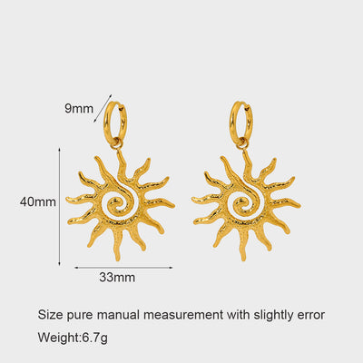 1 Pair Vintage Style Classic Style Sun 304 Stainless Steel 18K Gold Plated Drop Earrings