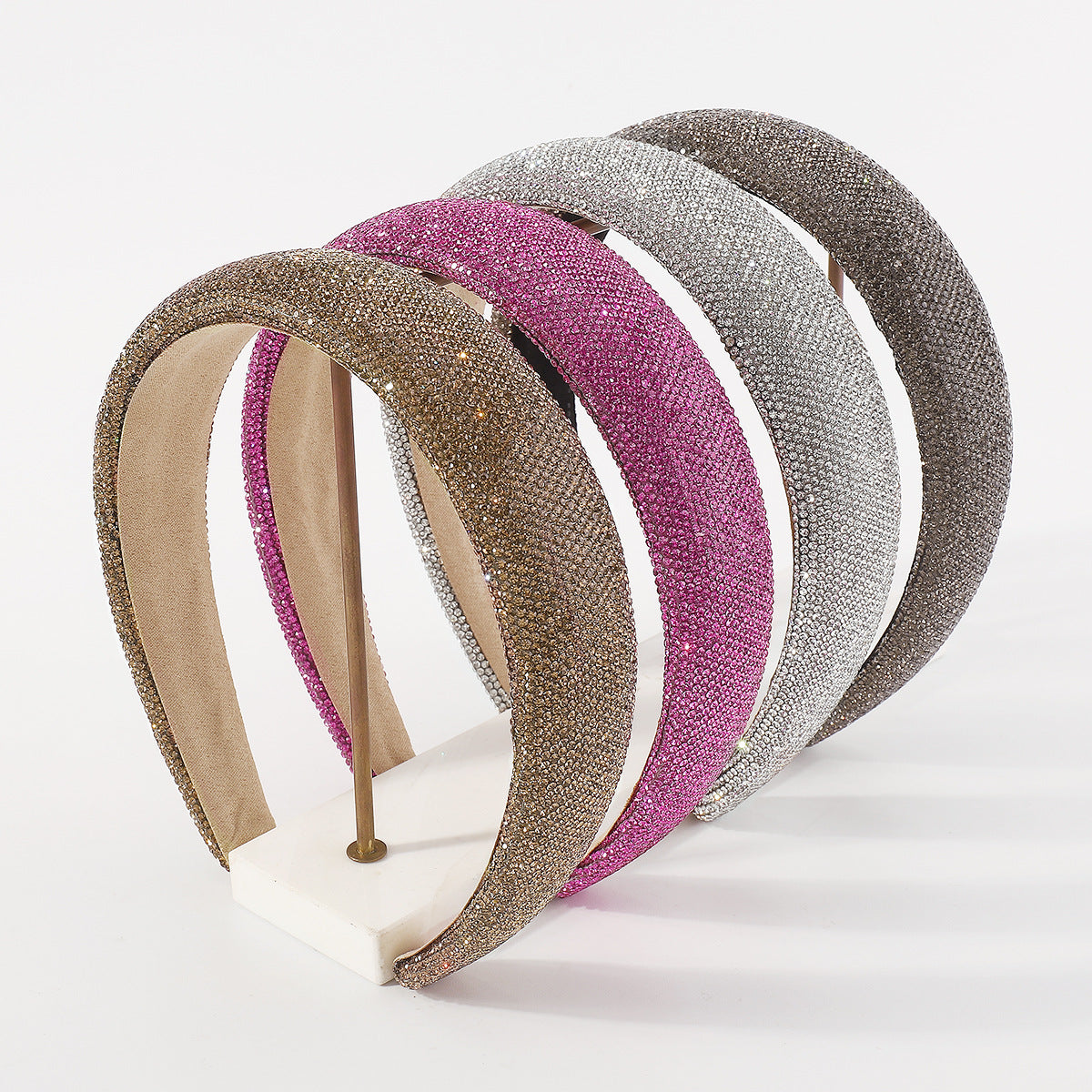 fashion solid color rhinestone handmade hair band 1 piece