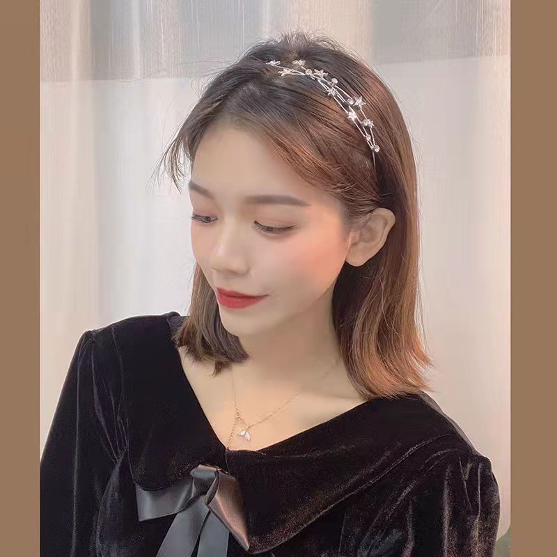 modern style sweet star plaid alloy rhinestone hair band