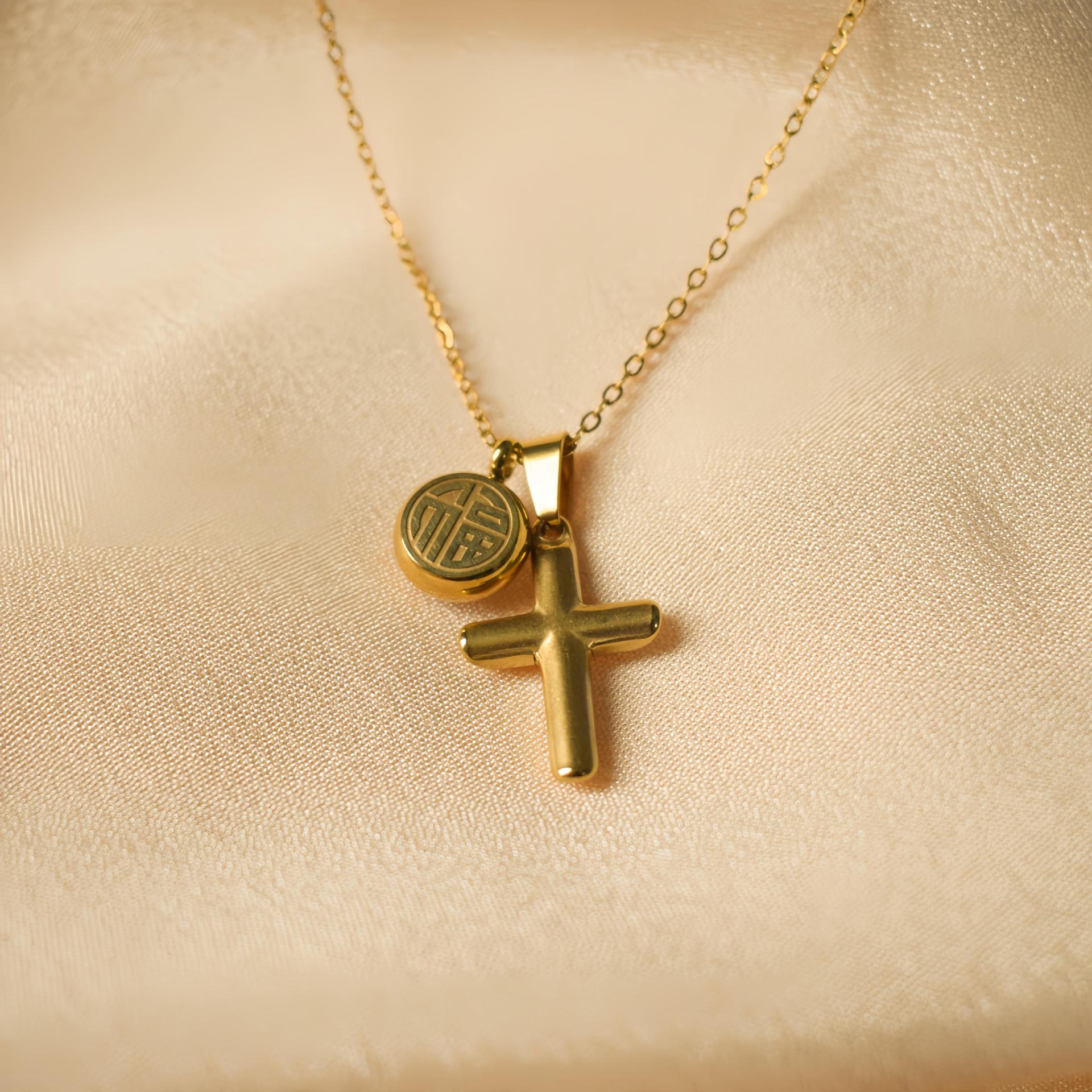 Jewelry Simple Style Cross 304 Stainless Steel Plating Pendant Necklace