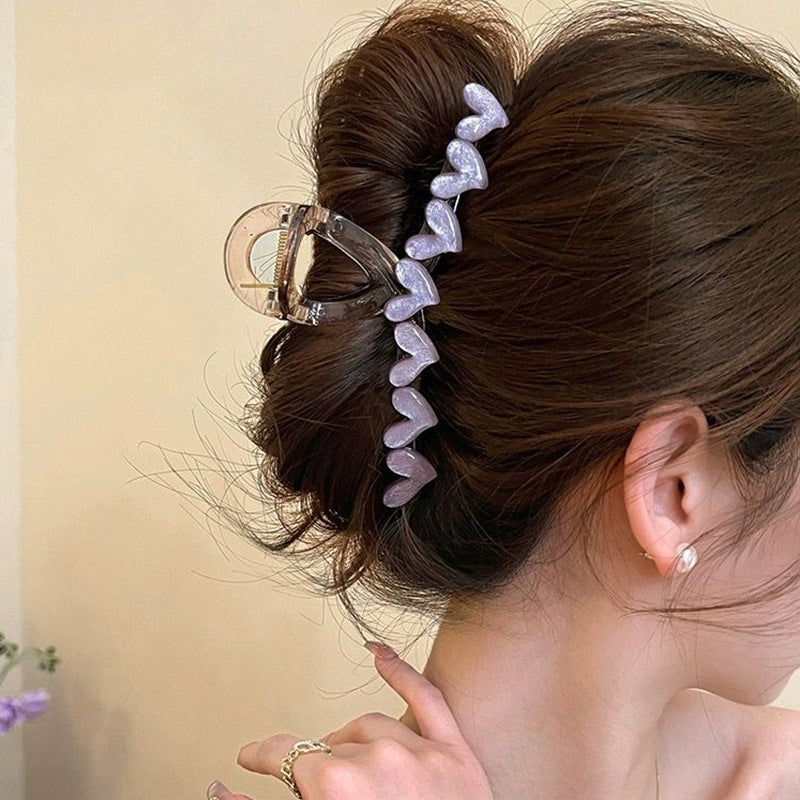 Cute love grab clip girl 2025 new popular high-end disc hair shark clip hairpin hair card headdress