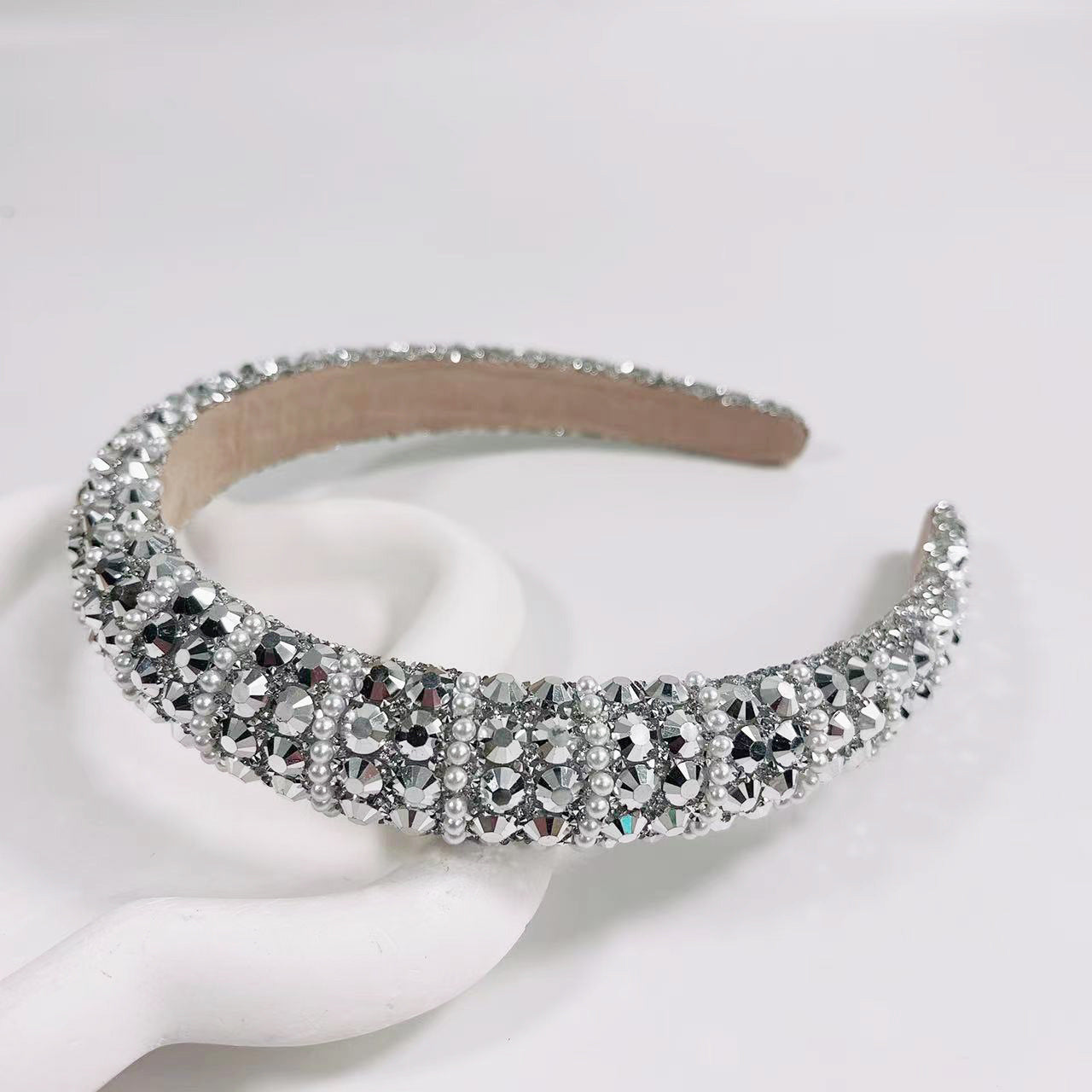women's elegant lady geometric rhinestone hair band