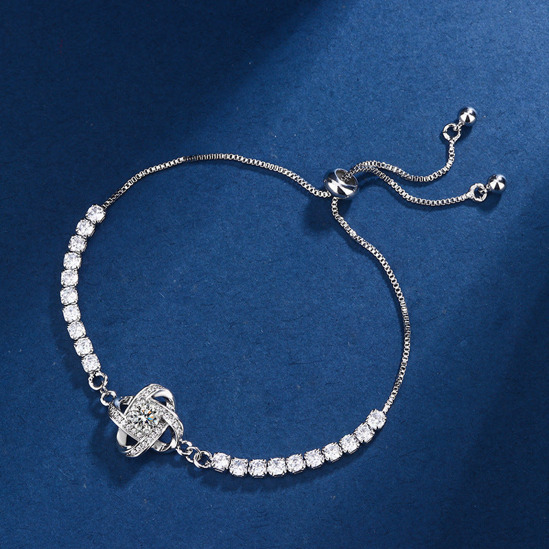 Copper Inlay Round Square Heart Shape Imitation Moissanite Bracelets