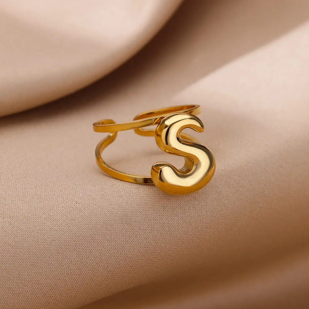 Jewelry Simple Style Letter 304 Stainless Steel Plating Open Rings