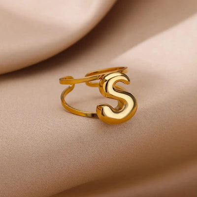 Jewelry Simple Style Letter 304 Stainless Steel Plating Open Rings