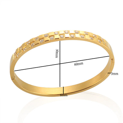Casual Elegant Geometric 304 Stainless Steel Diamond Bangle In Bulk