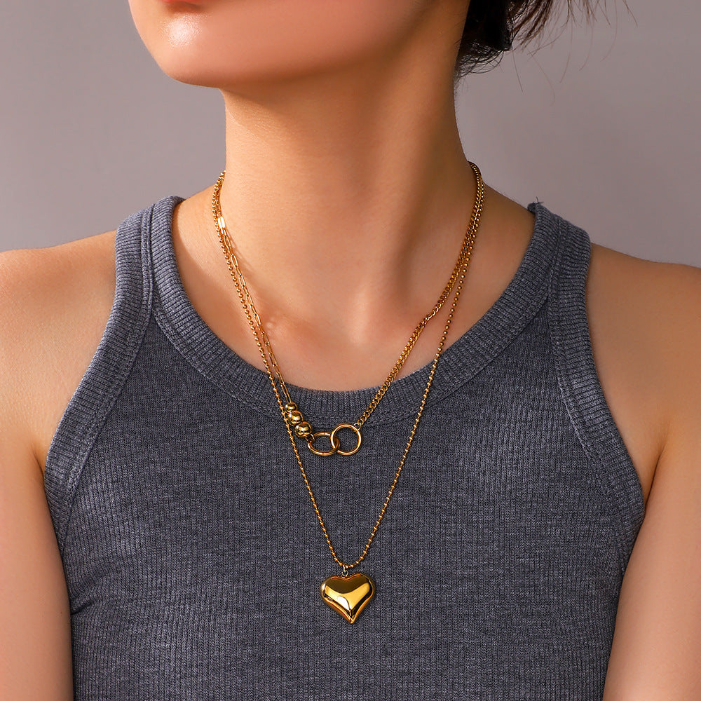 Jewelry IG Style Retro Heart Shape Titanium Steel Plating Pendant Necklace