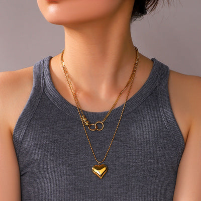 Jewelry IG Style Retro Heart Shape Titanium Steel Plating Pendant Necklace