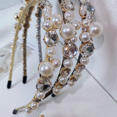 korean pearl wrapped full drill headband