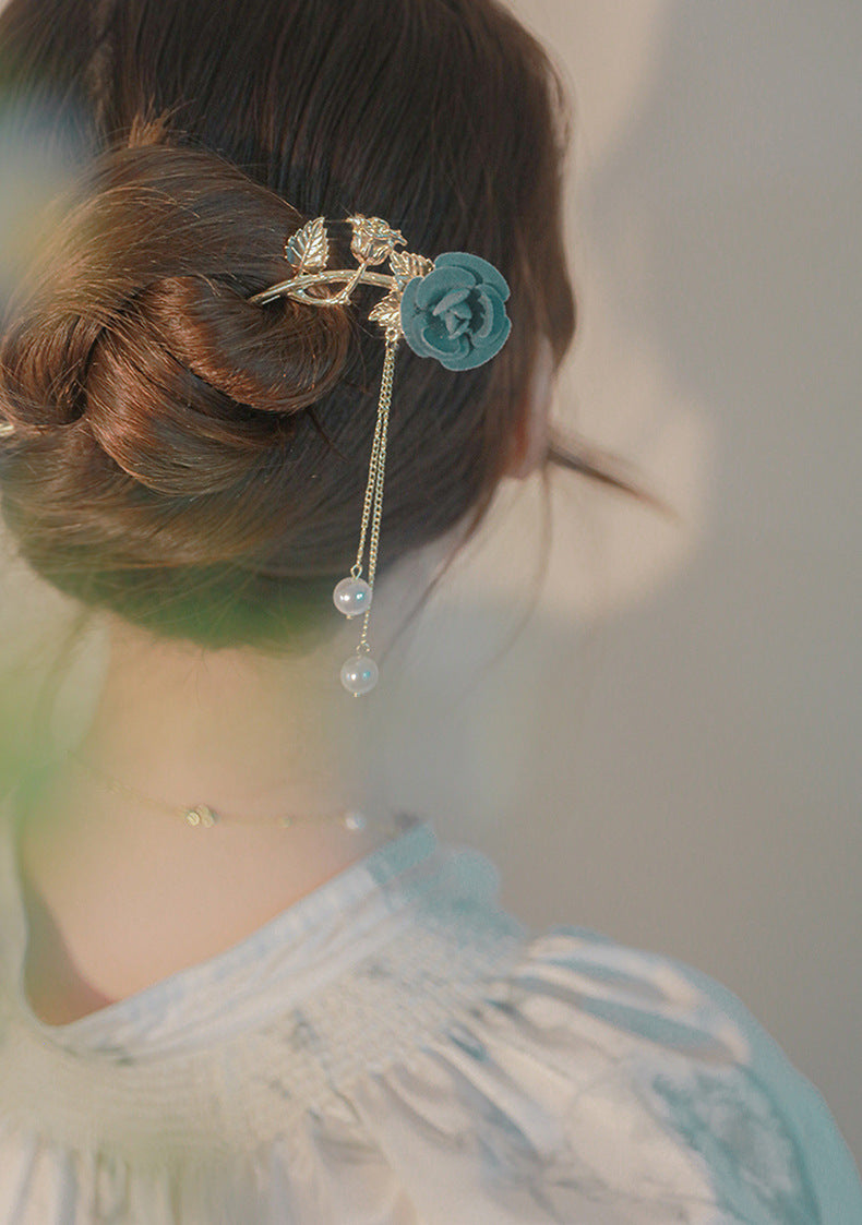 elegant simple style tassel flower alloy plating flowers beads hairpin