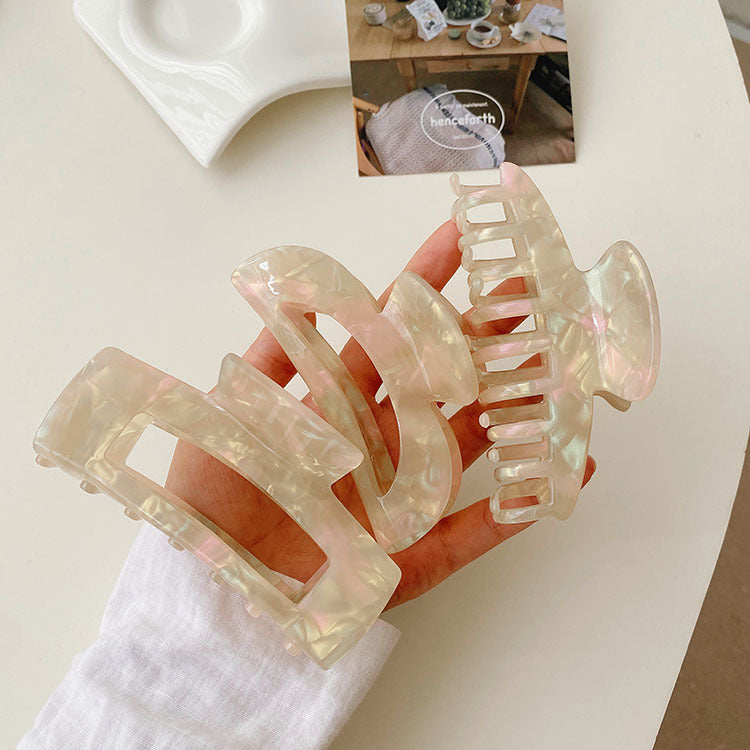 fashion solid color plastic resin polishing hollow out hair claws