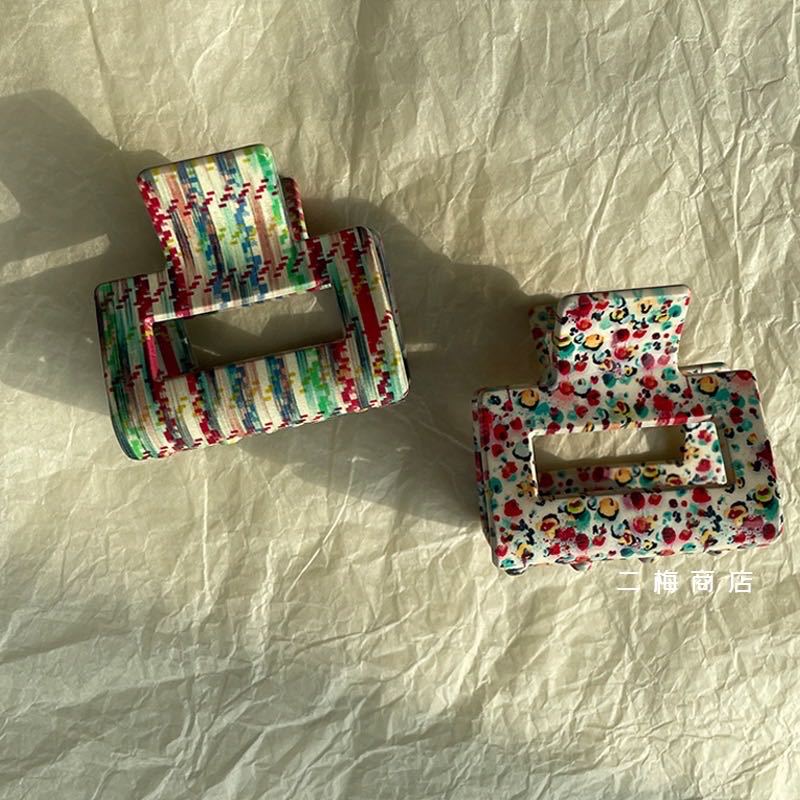 retro square acetic acid sheets hair claws