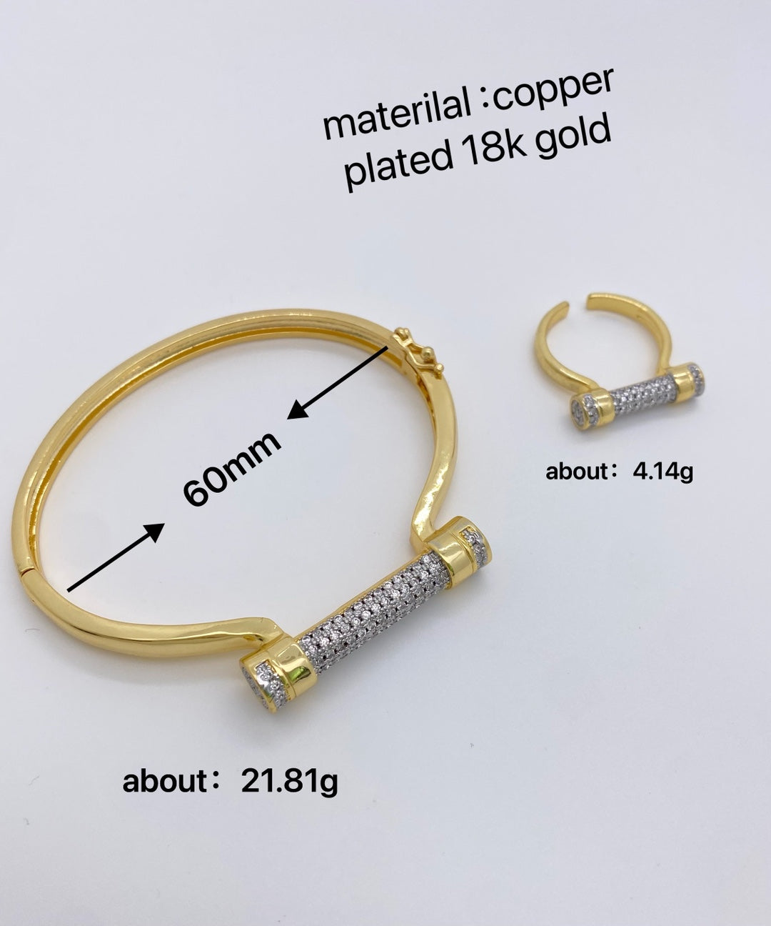 Jewelry Retro Classic Style Geometric Copper Zircon Mixed Metal Rings Bracelets