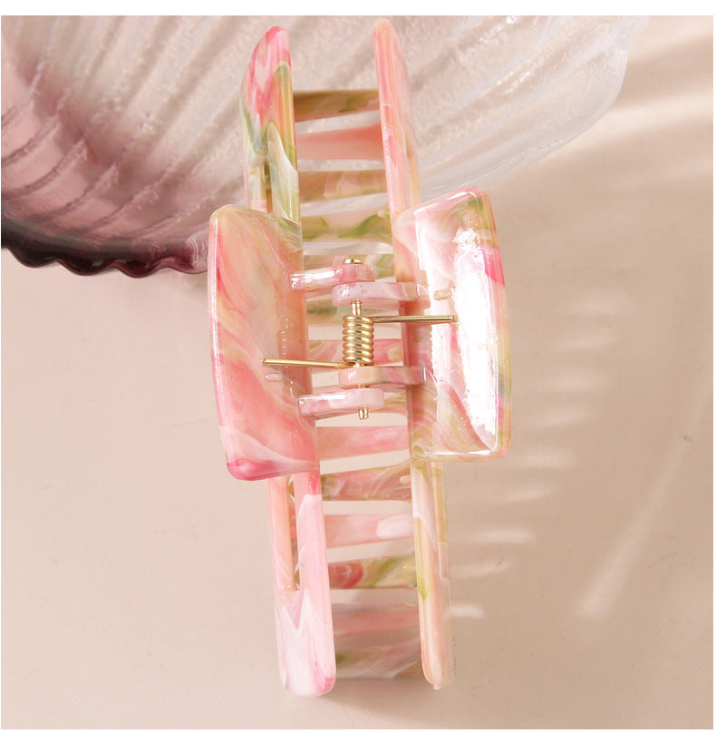 New Arrival Marble Color Rectangular Grip High-Grade Sense Niche Updo Imitation Acetic Acid Shark Clip Hair Accessories Headdress