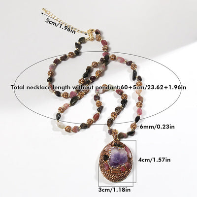 Bohemian Water Droplets natural stone Beaded Chain Pendant Necklace In Bulk