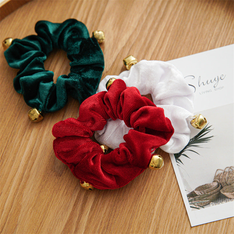 Christmas Romantic Women's Solid Color Flannel Handmade Hair Tie