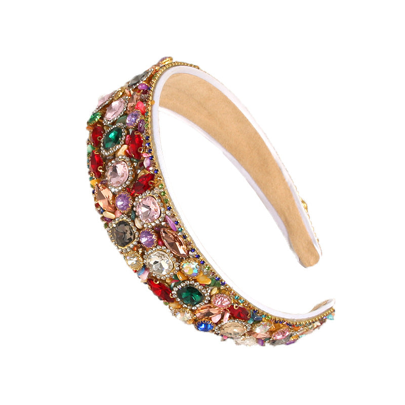 retro geometric cloth inlay rhinestones hair band