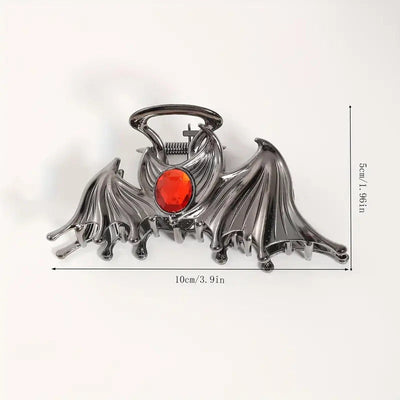 Halloween Funny Women's Bat Metal Inlay Gem Hair Claws