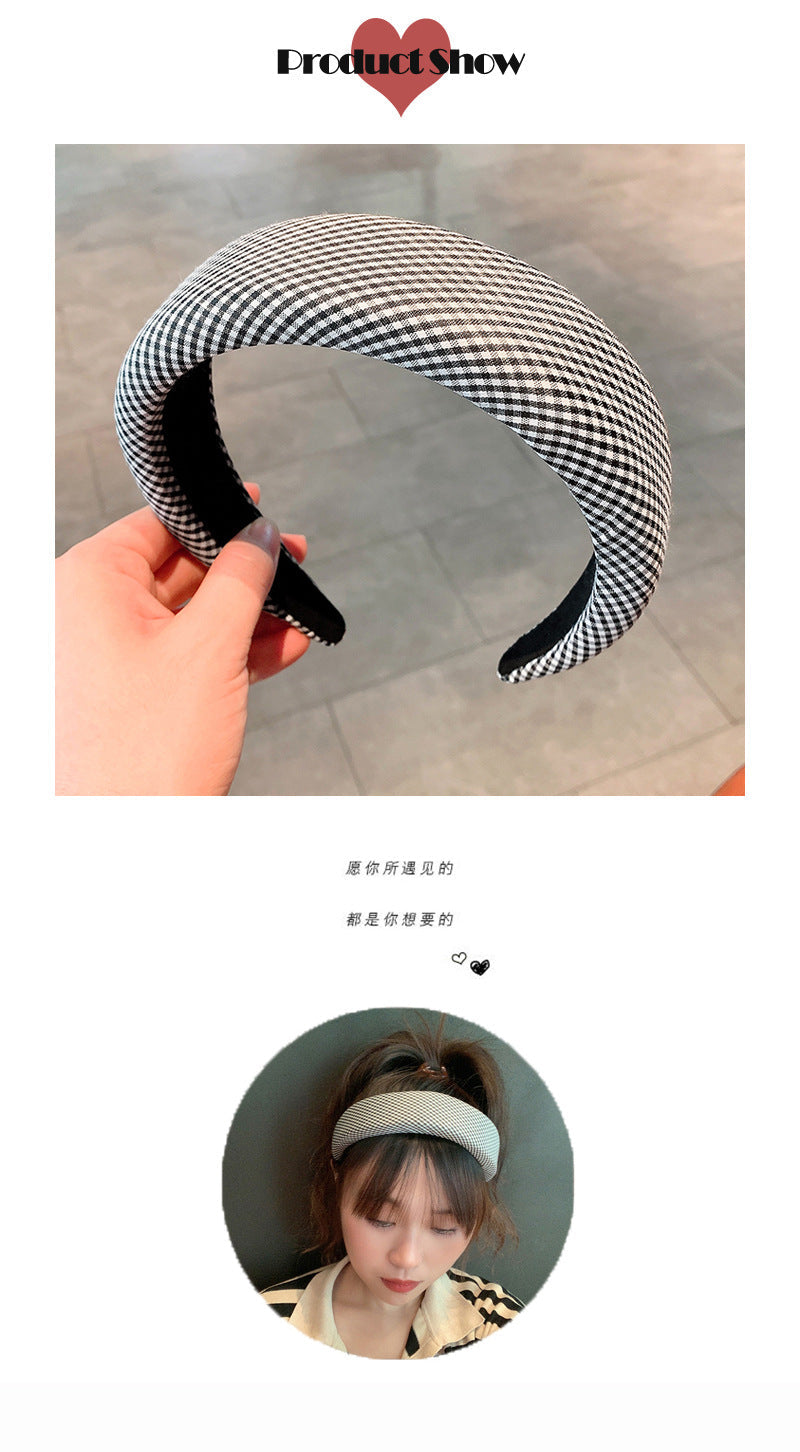 2021 new korean sponge headband female retro wide-side hair accessories female