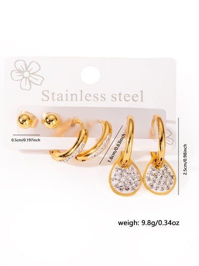 1 Set Elegant Star Heart Shape 304 Stainless Steel Drop Earrings