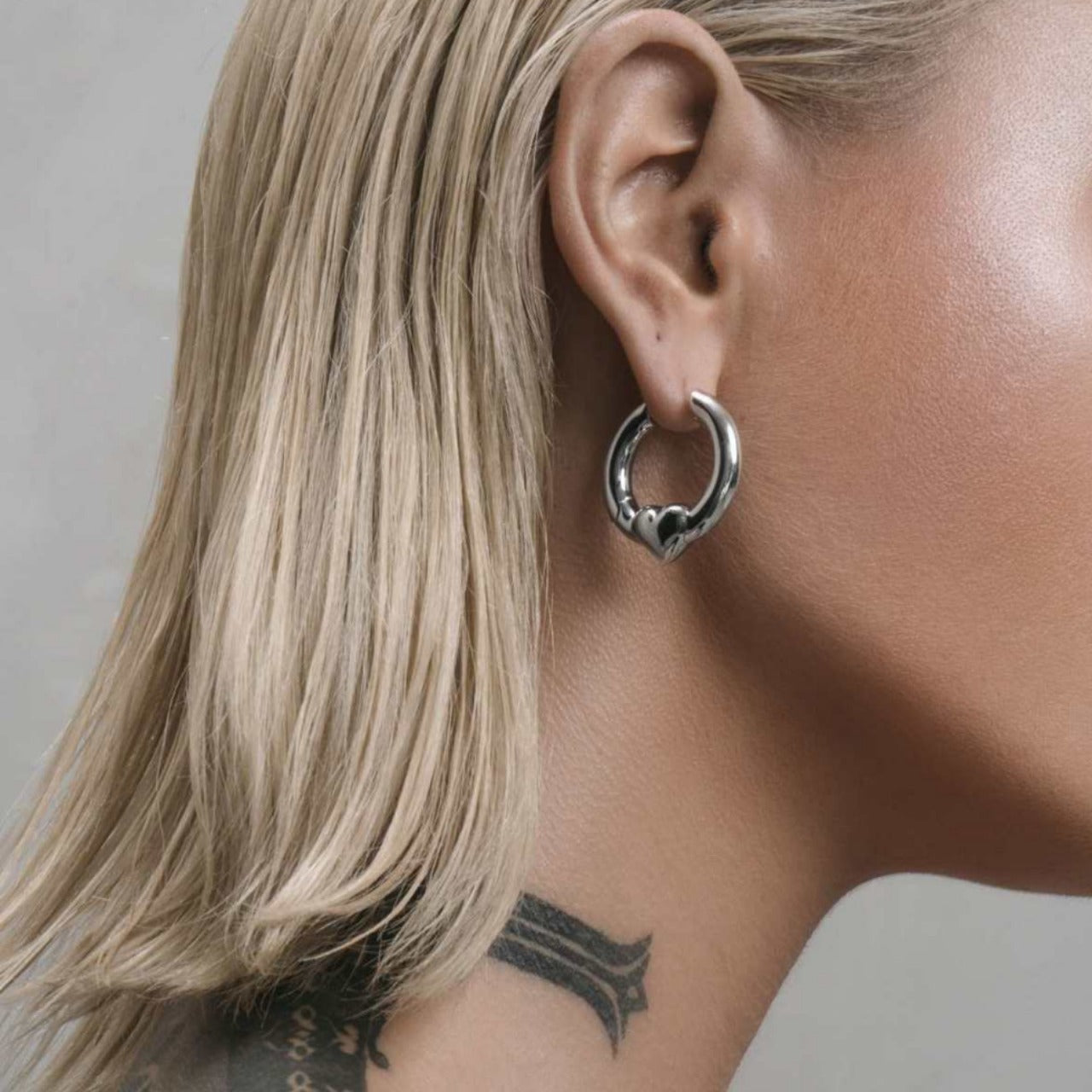 1 Pair Simple Style Heart Shape Mixed Metal 304 Stainless Steel Earrings