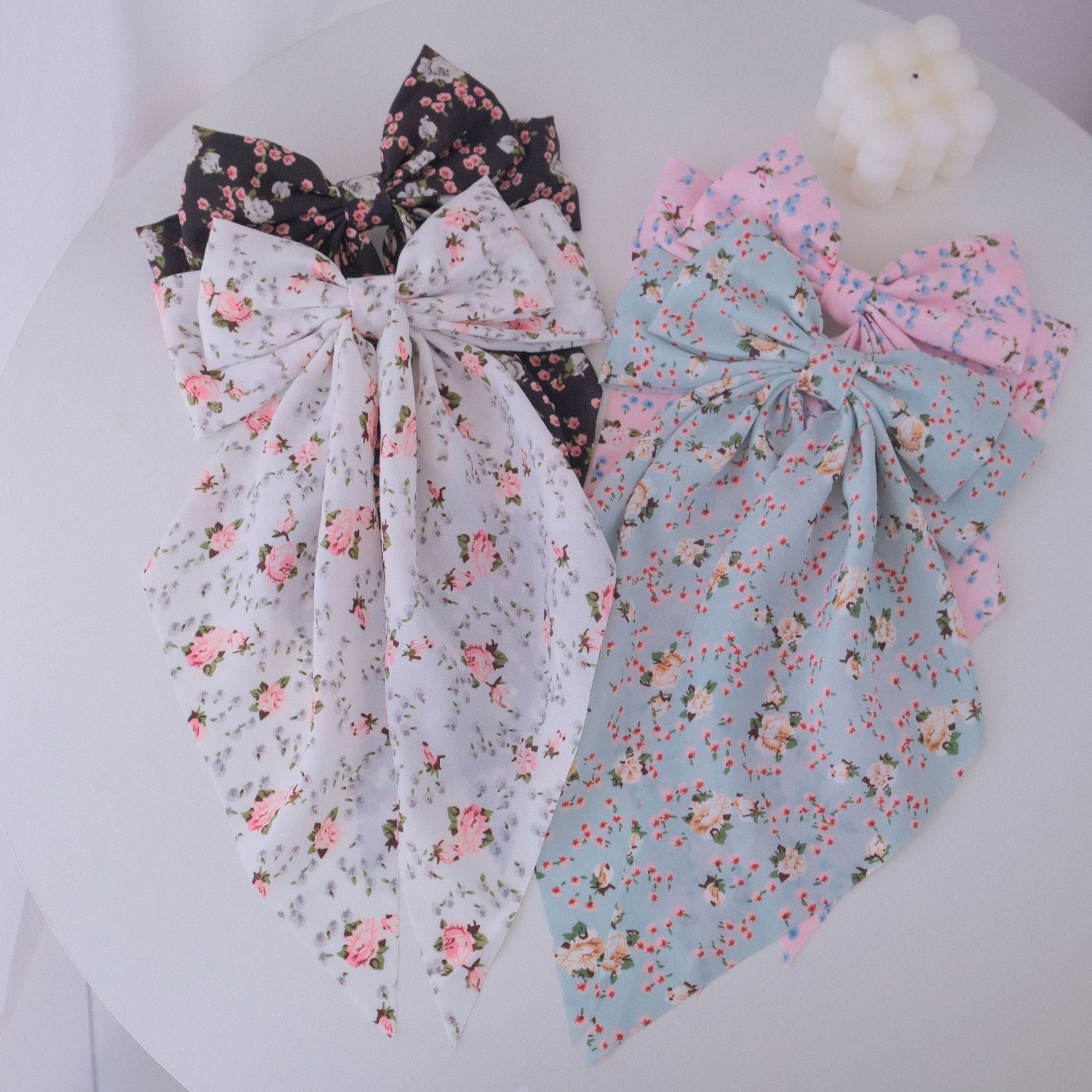 Women's Sweet Pastoral Bow Knot Cloth Floral Hair Claws