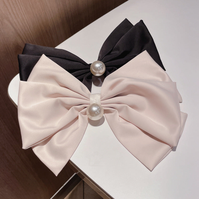 fashion bow knot cloth pearl hair clip 1 piece