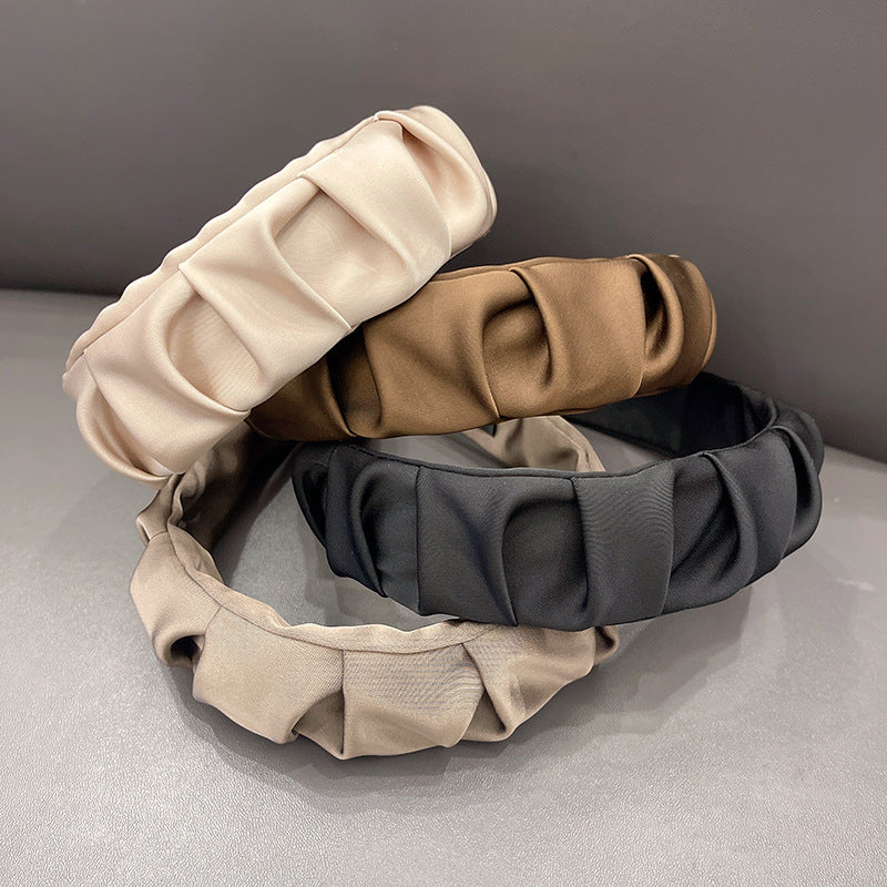 Women's Simple Style Solid Color Cloth Pleated Hair Band