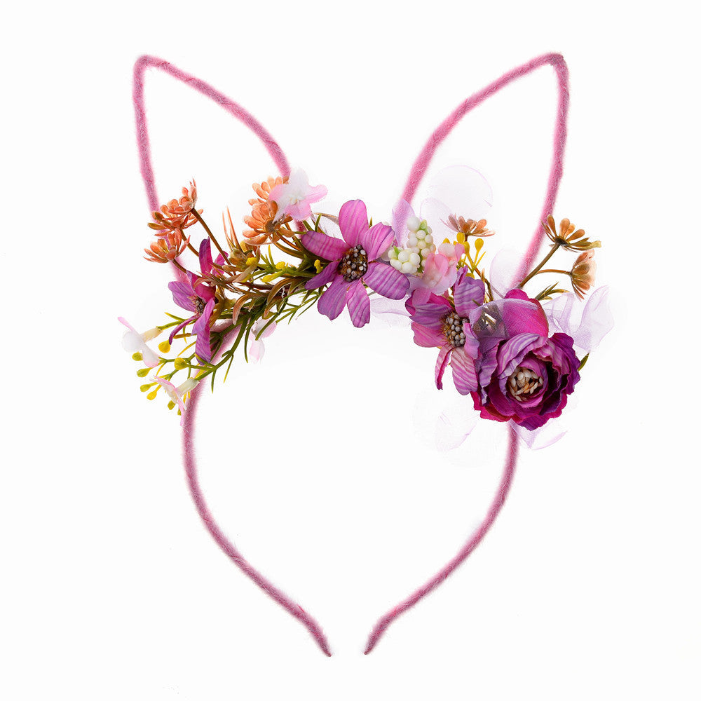 simple style bunny ears cloth flowers hair band 1 piece