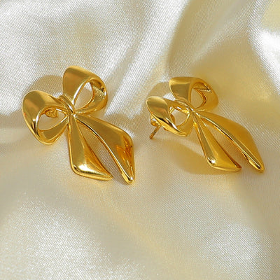 1 Pair Vintage Style Classic Style Bow Knot Plating 304 Stainless Steel Ear Studs