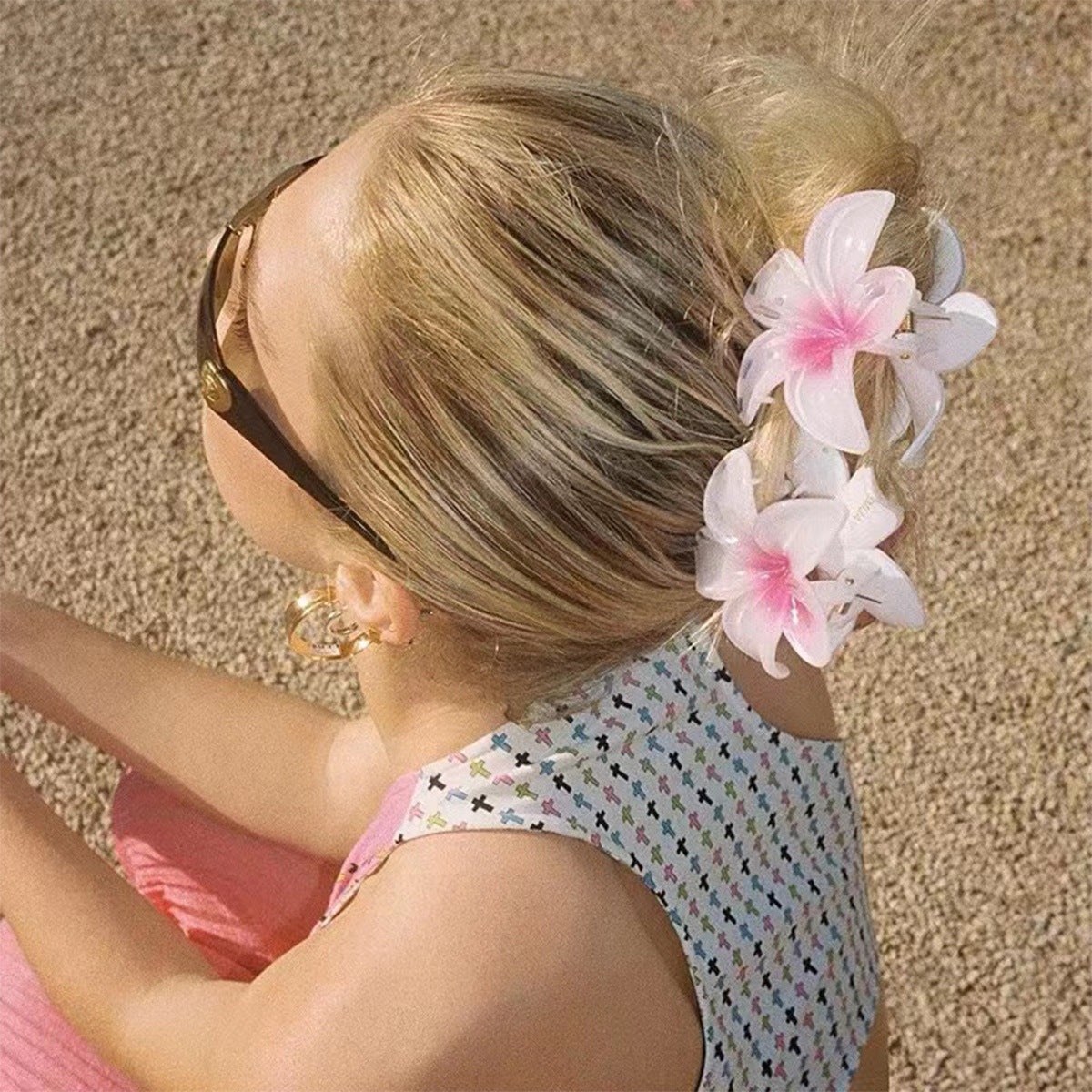 retro flower plastic resin hair band 1 piece