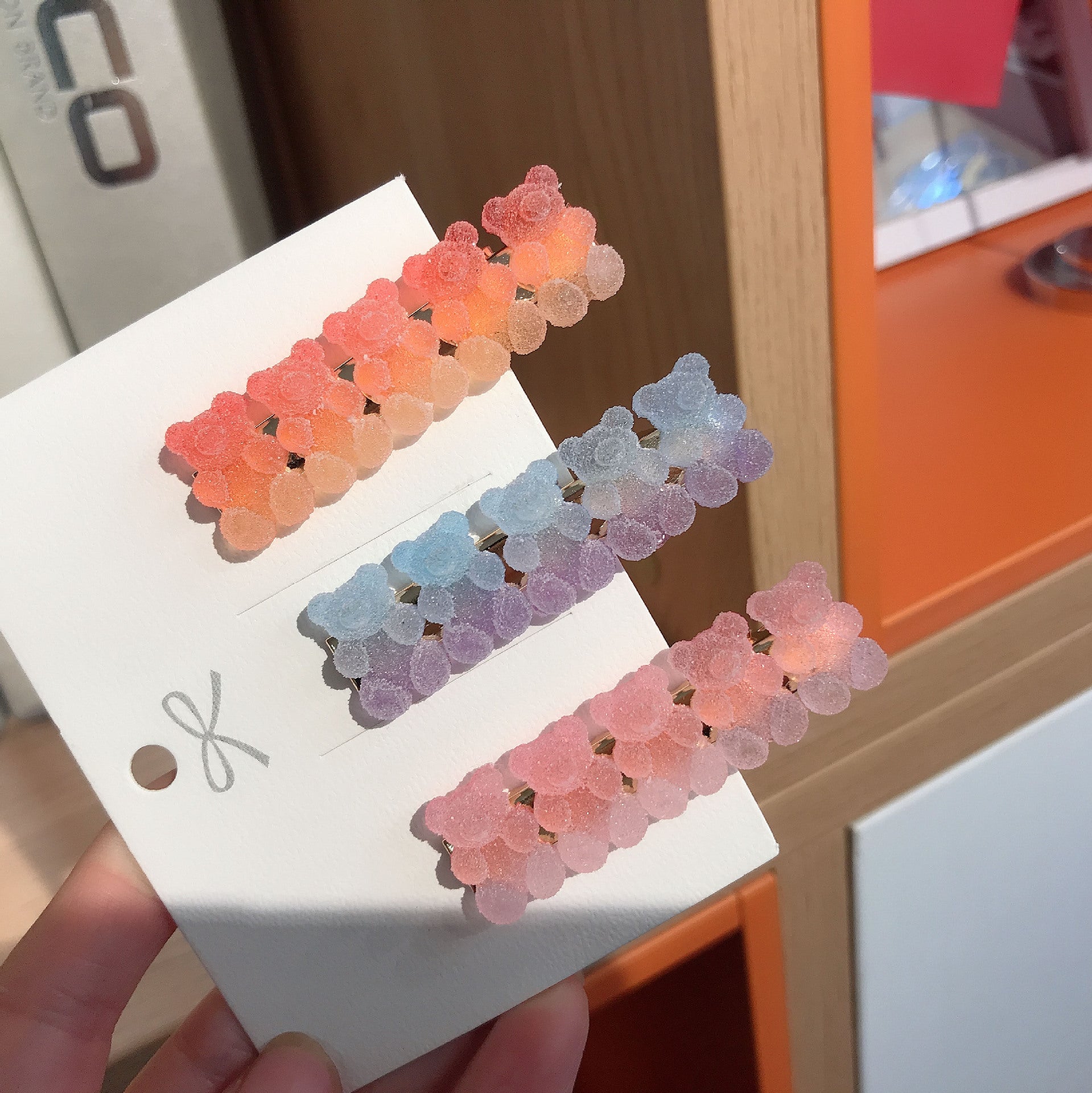 sweet bear alloy soft glue hair clip