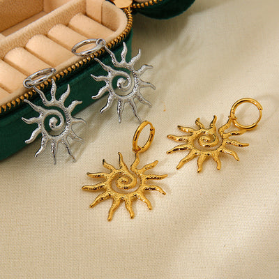 1 Pair Vintage Style Classic Style Sun 304 Stainless Steel 18K Gold Plated Drop Earrings