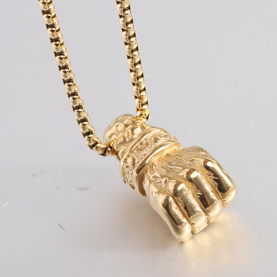 Jewelry Retro Fist Titanium Steel Plating Pendant Necklace