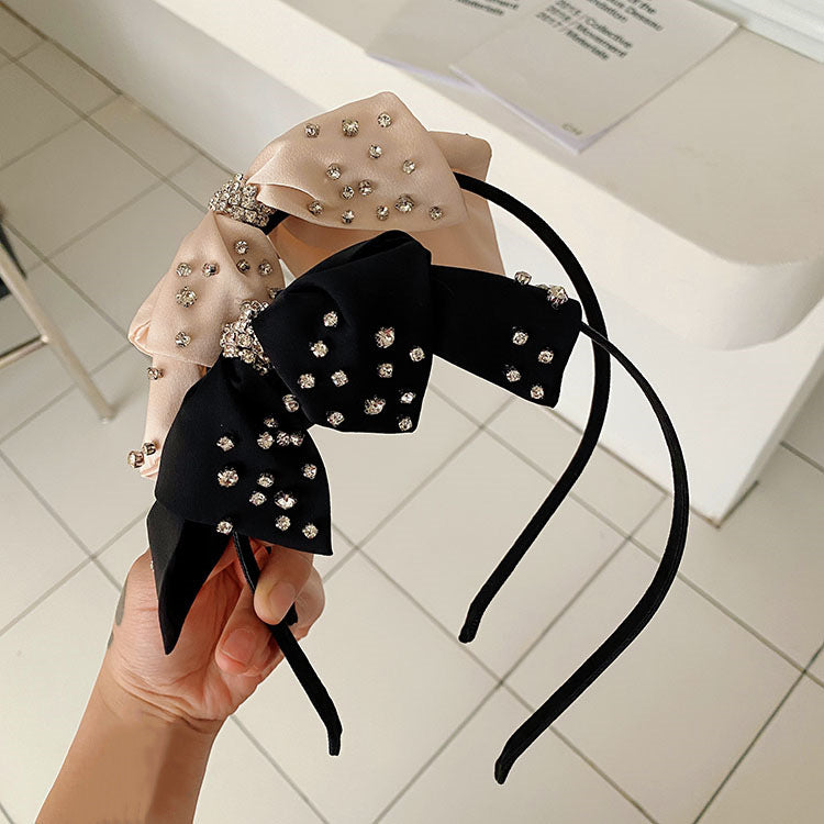 women's elegant fashion bow knot cloth headwear artificial rhinestones hair clip