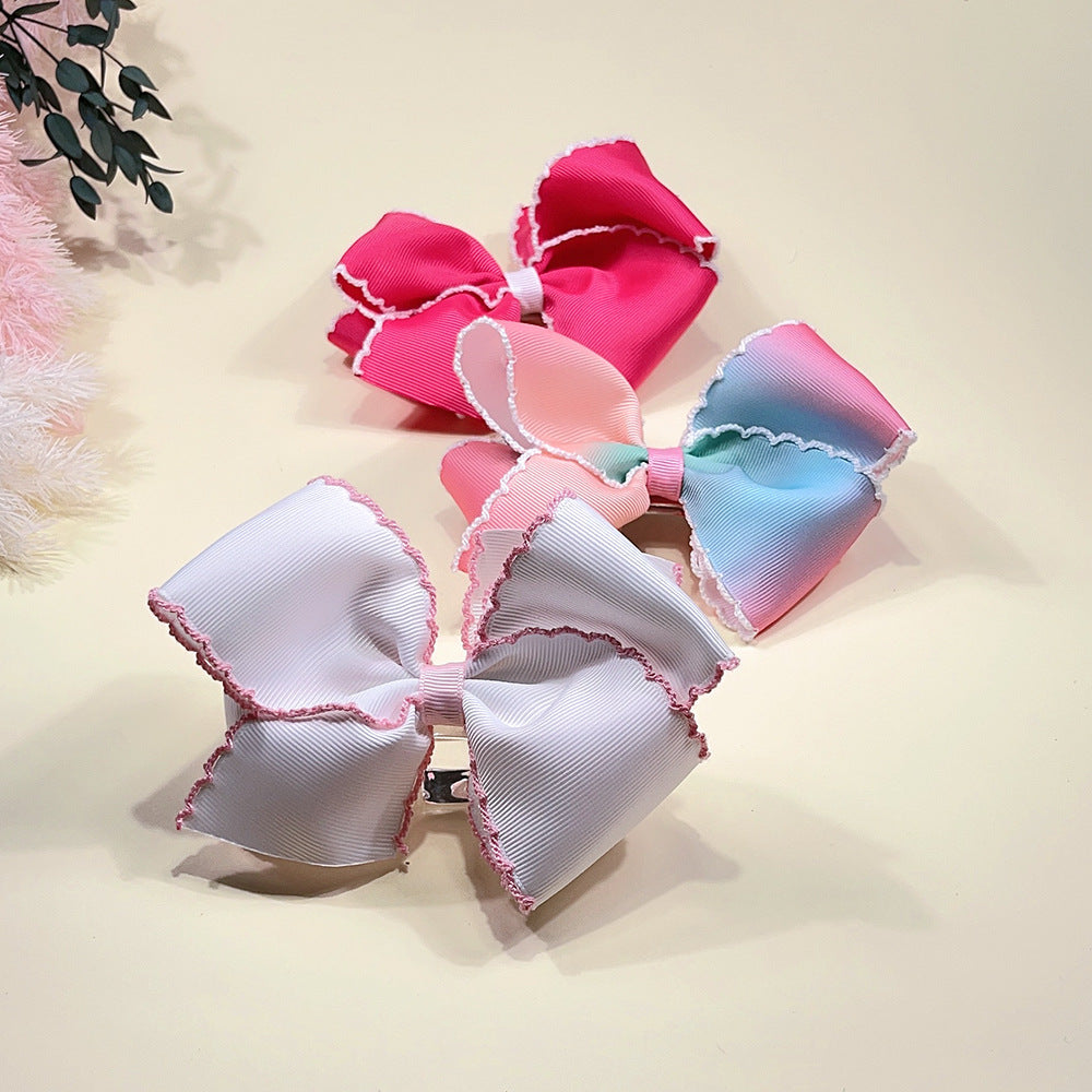 Girl'S Sweet Bow Knot Cloth Woven Belt Hair Clip