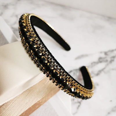 women's baroque style solid color rhinestone inlay hair band