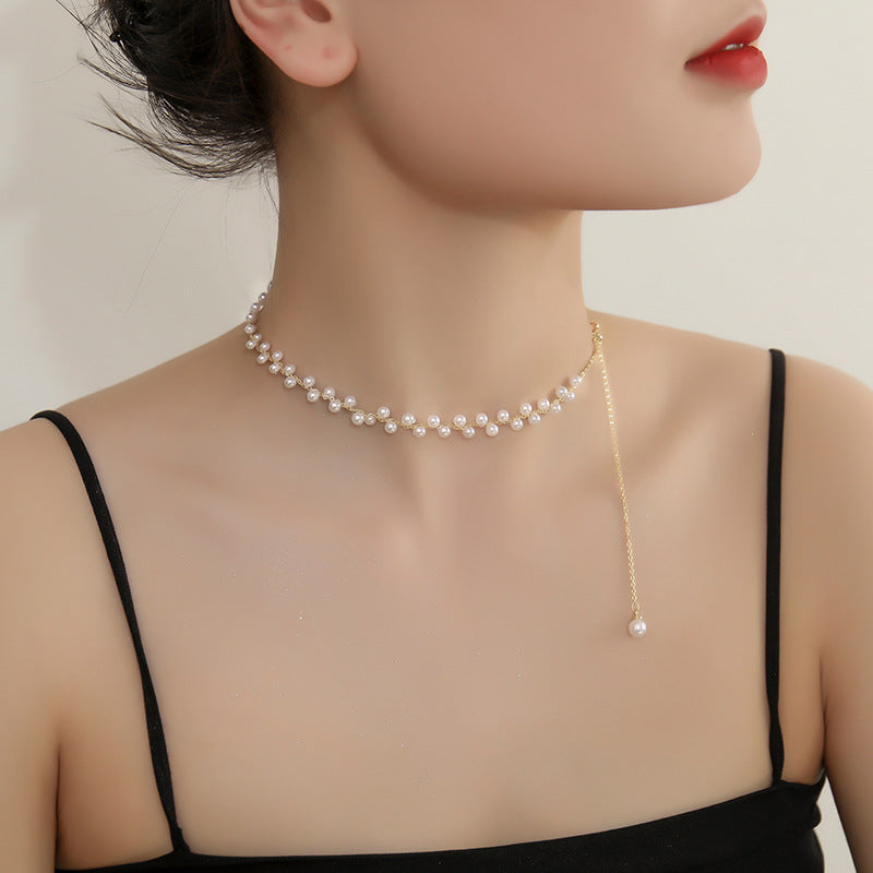Simple Style Geometric Imitation Pearl Copper  Necklace