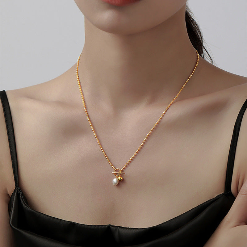 Jewelry Sweet Solid Color Titanium Steel Plating Pendant Necklace