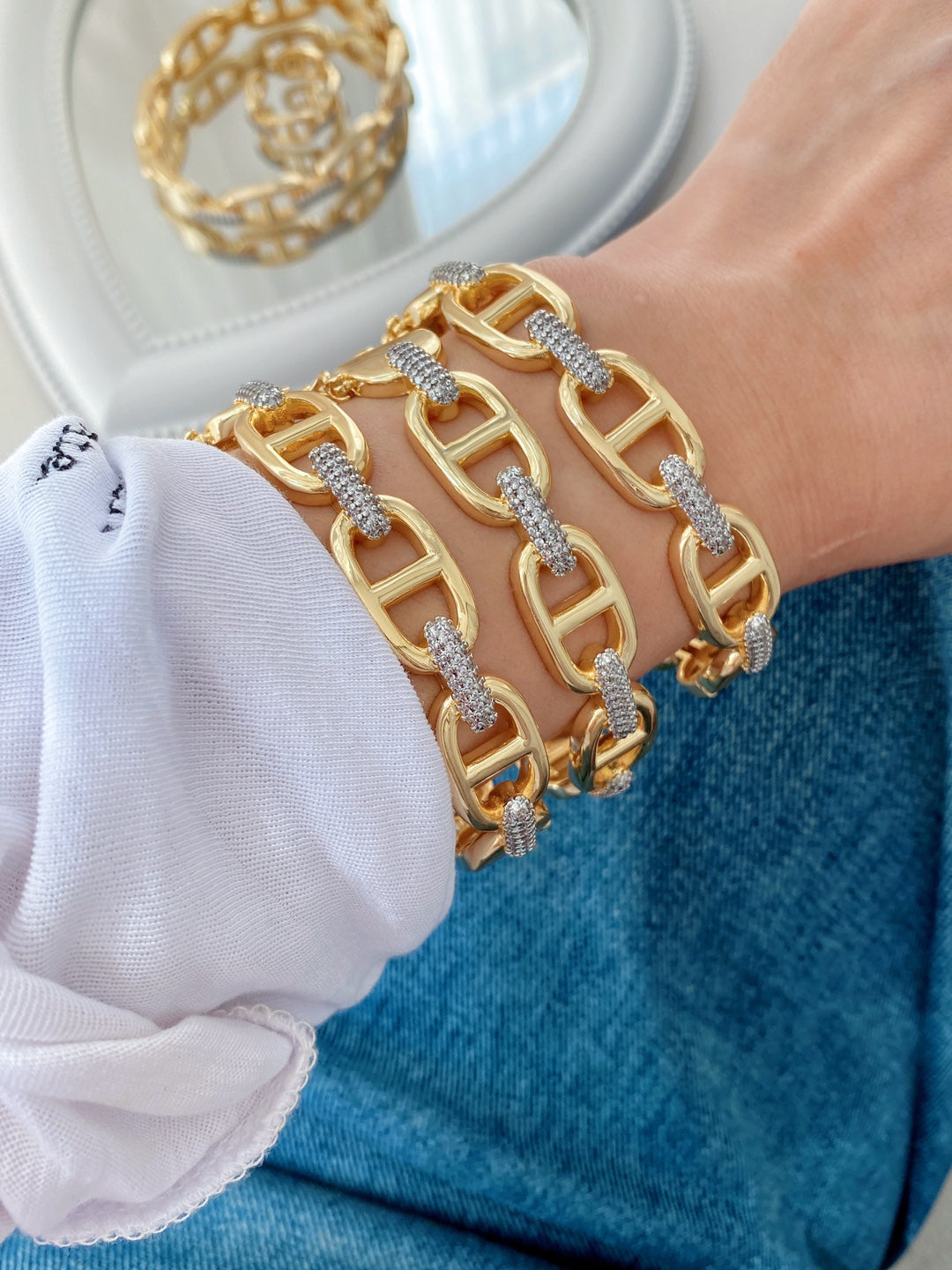 Jewelry Vintage Style Classic Style Geometric Copper Zircon Mixed Metal Rings Bracelets