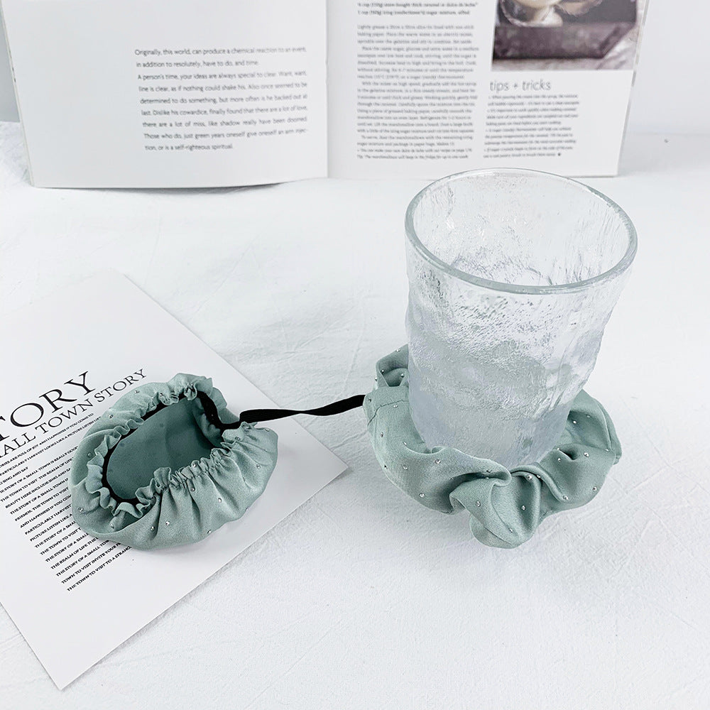 Nightclub Anti-Medicine Artifact Elastic Rubber Band Cup Lid Set  Color Diamond-Embedded Large Intestine Hair Ring Hair Rope for Women