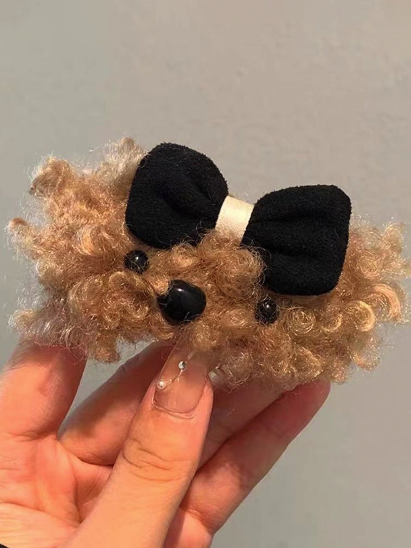Women's Cute Dog Bow Knot Shearling Hair Clip
